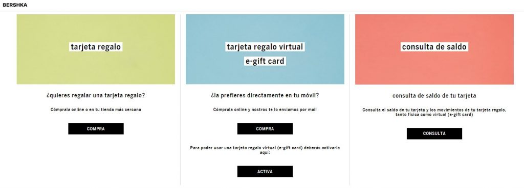 tarjeta regalo Bershka