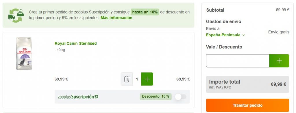 Vale descuento Zooplus