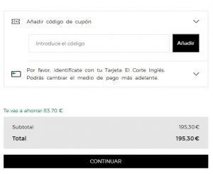 Canjear cupón El Corte Inglés